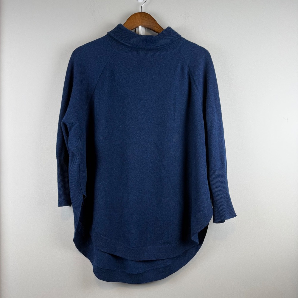 Magaschoni Cashmere Sweater Womens XL Blue Mock Neck Quiet Luxury Old Money